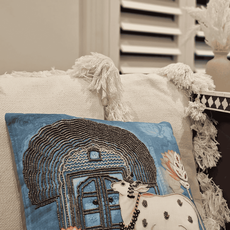 Sacred Cow Village Cushion Cover