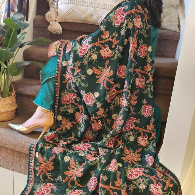 Enchanté Green Garden Pashmina Shawl