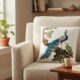 Majestic Peacock Embroidered Cushion Cover