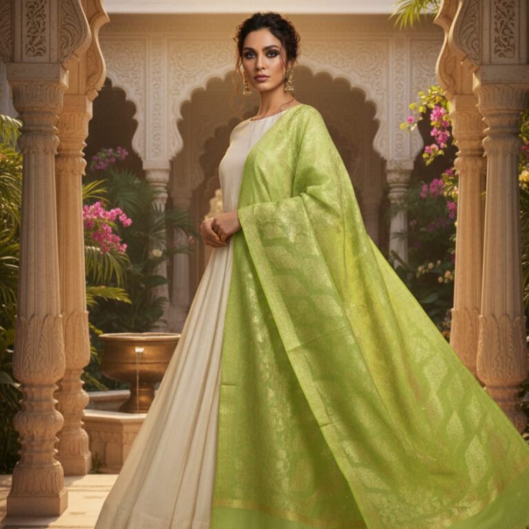 Soft Sage Banarasi Charm Dupatta