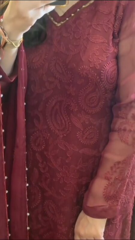 Maroon Paisley Embroidered Suit Set